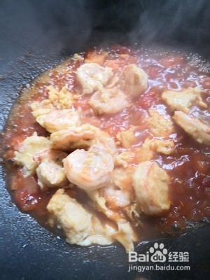 健康养生佳品番茄鸡蛋大虾仁的做法