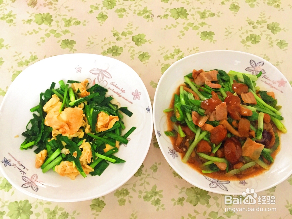 家常做法的肉炒小白菜滑子蘑