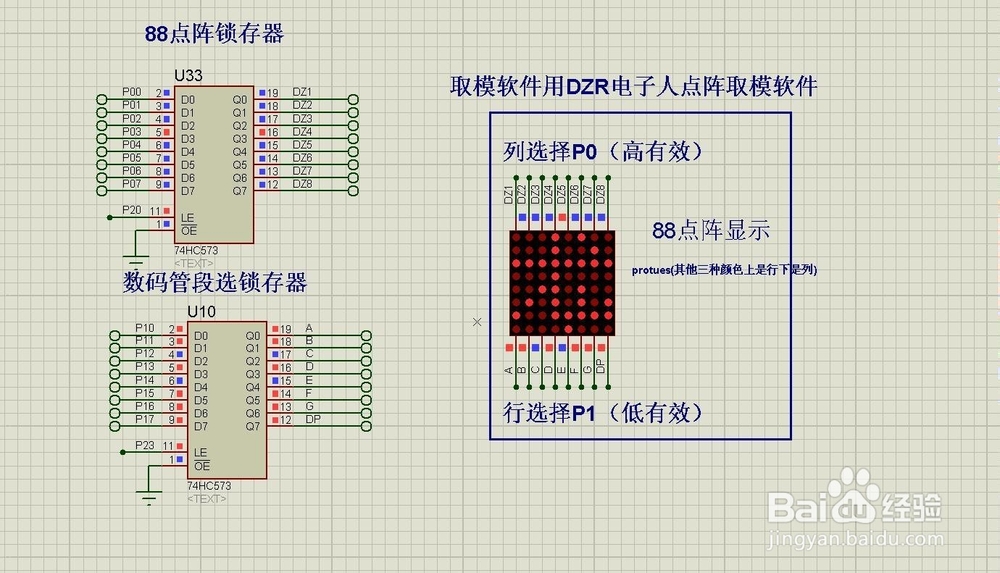 51单片机虚拟开发板proutes：[9]88点阵静态