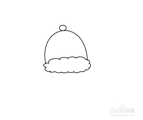 在帽子上面画一个小圆球.