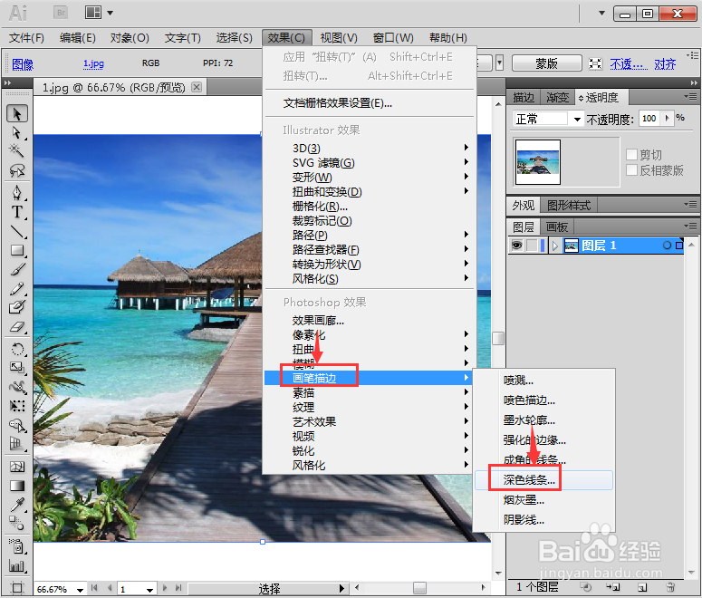 在AI cs6中给图片添加深色线条滤镜
