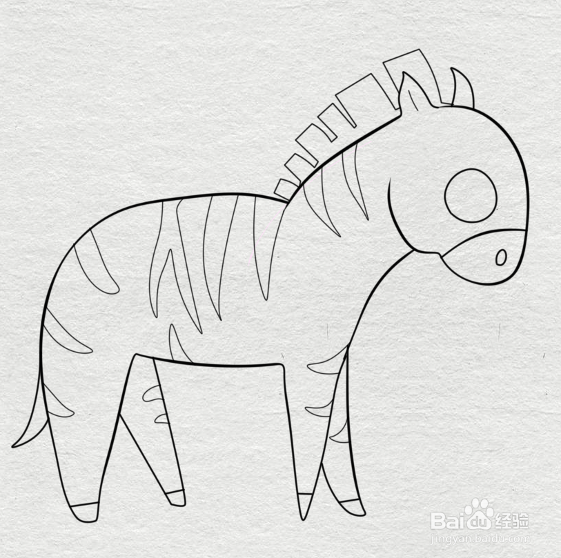 简笔画--卡通版斑马的画法