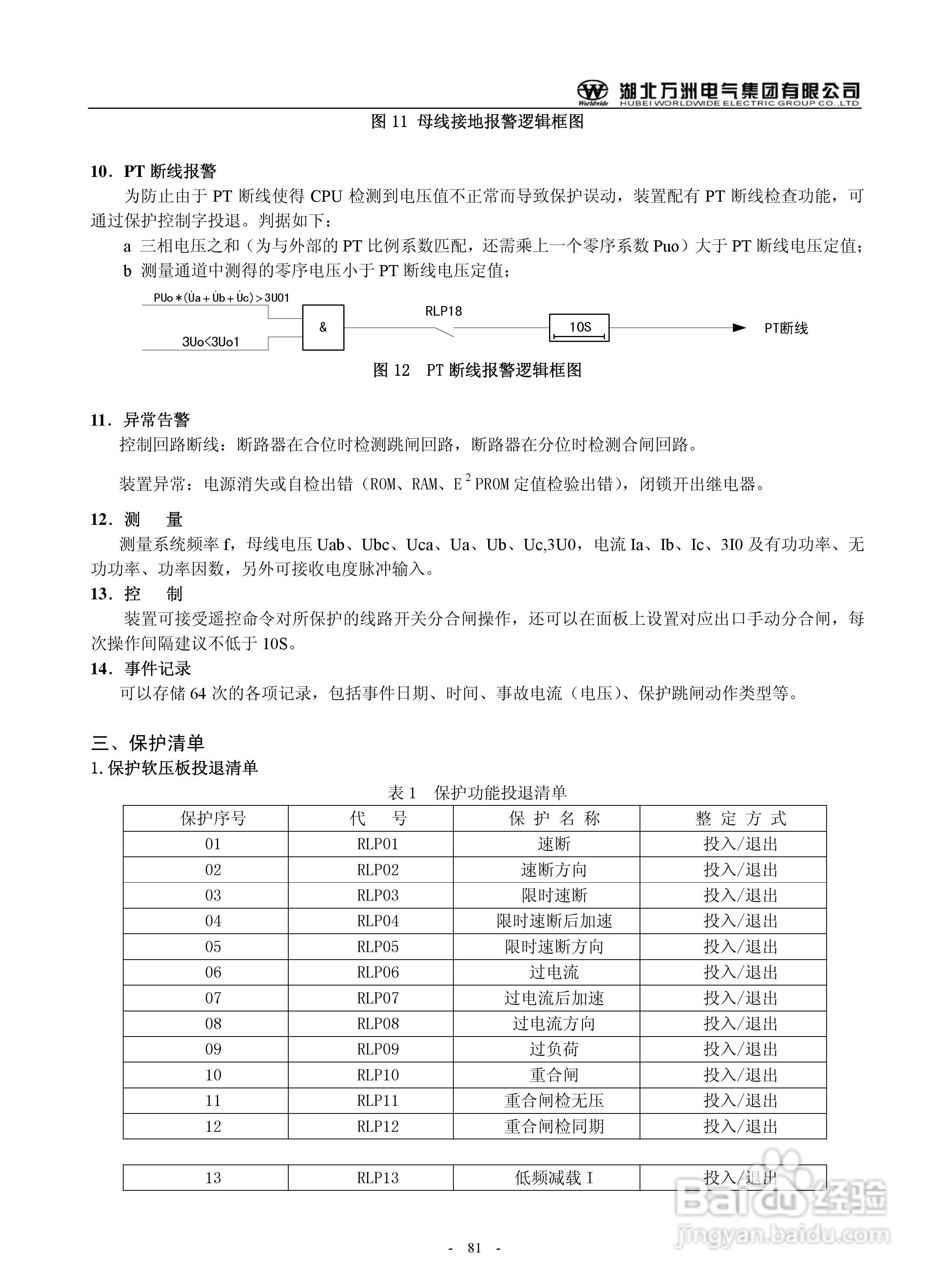 万洲WZB-2671A-5000微机母线绝缘监察装置使用说明书:[9]