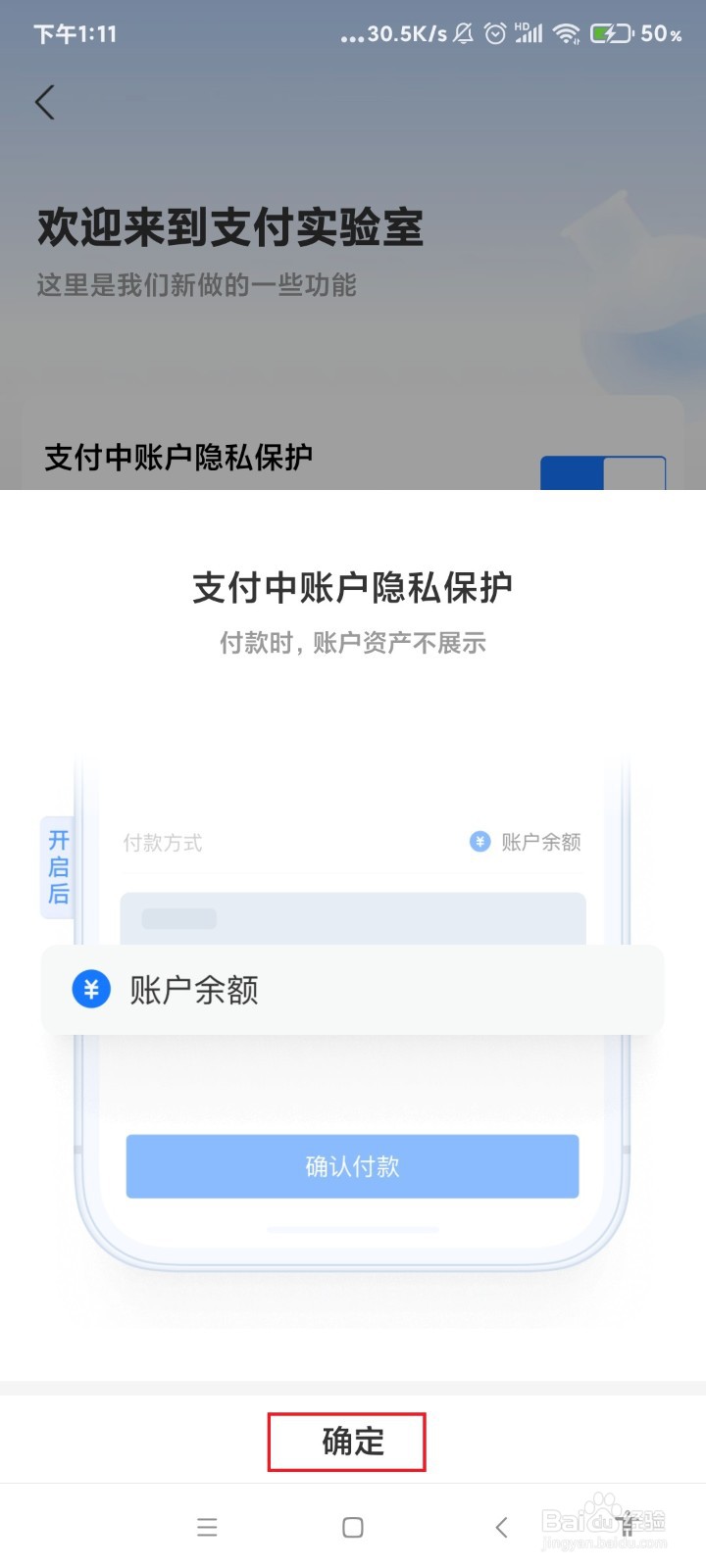 怎么让支付宝支付时不显示账户资产？