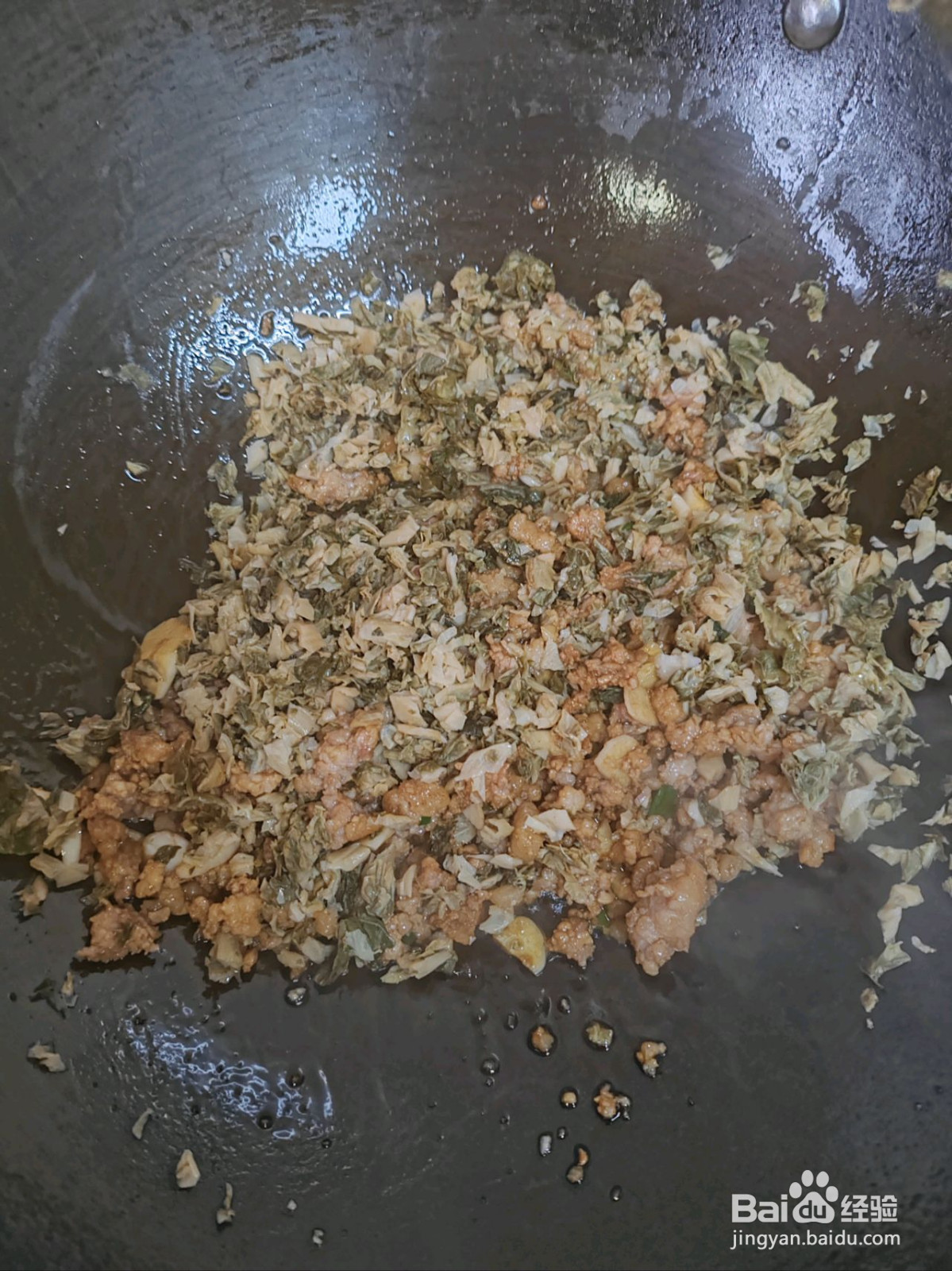 肉沫炒干菜心的做法