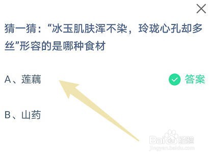 蚂蚁庄园:冰玉肌肤浑不染形容的是哪种食材