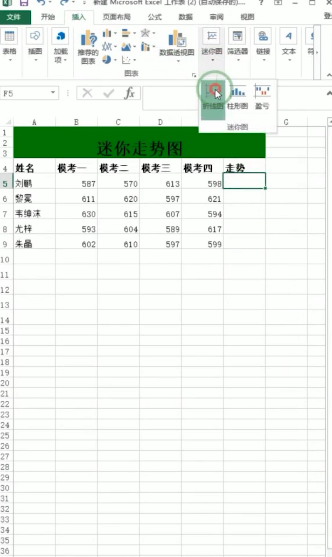 excel怎么单元格内添加迷你走势图