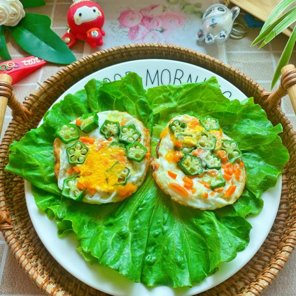 秋葵胡萝卜鸡蛋车轮饼