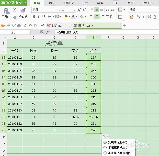 WPS表格求和公式怎么使用