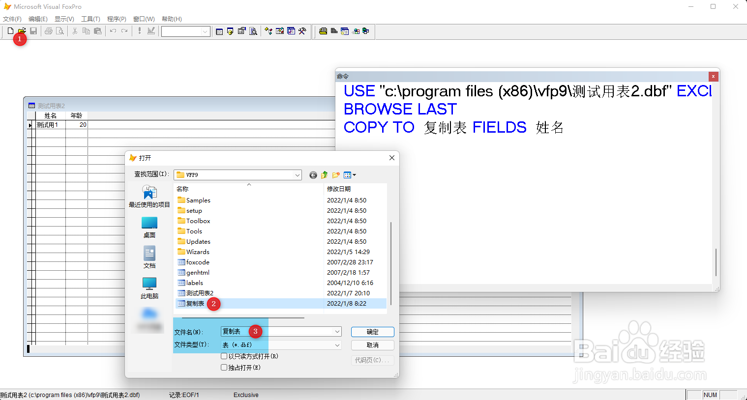 VF9.0复制表命令