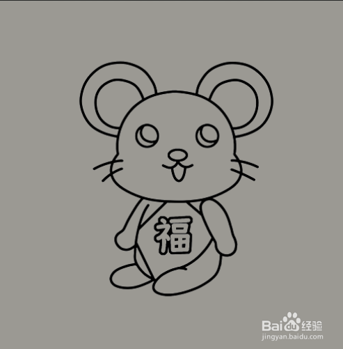 如何手工画坐等红包的老鼠的简笔画？