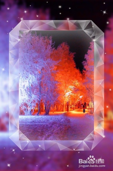 美图秀秀怎么做星光闪耀透明圆角紫色卡片