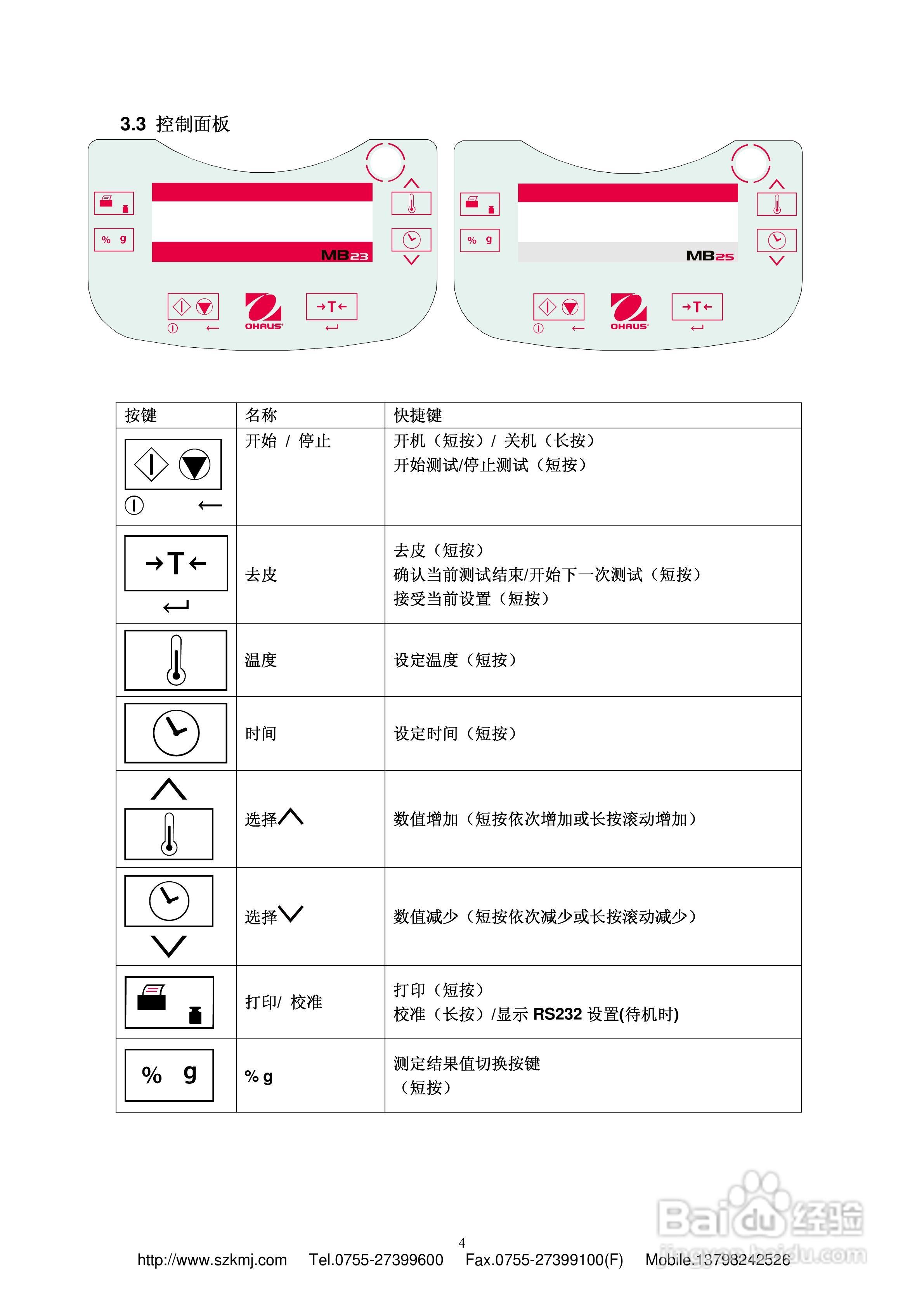 奥豪斯MB23/MB25 快速水份仪说明书