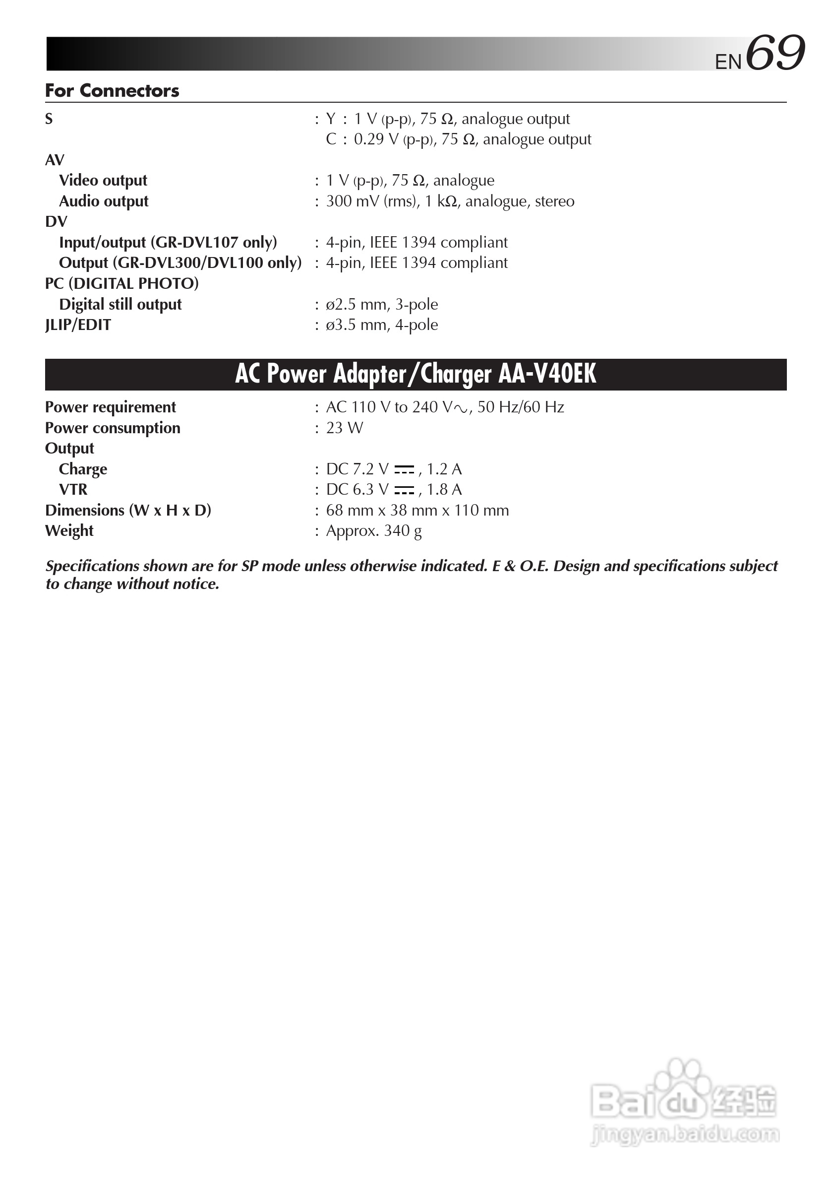JVC GR-DVL300/107/100摄像机说明书:[7]