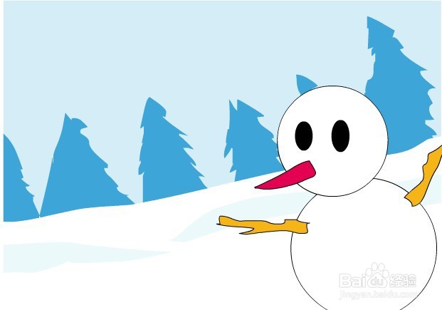 flash绘制一个卡通雪人的场景