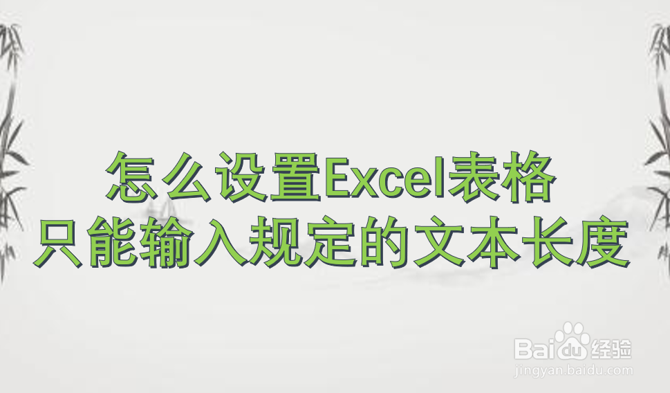 怎么设置Excel表格只能输入规定的文本长度