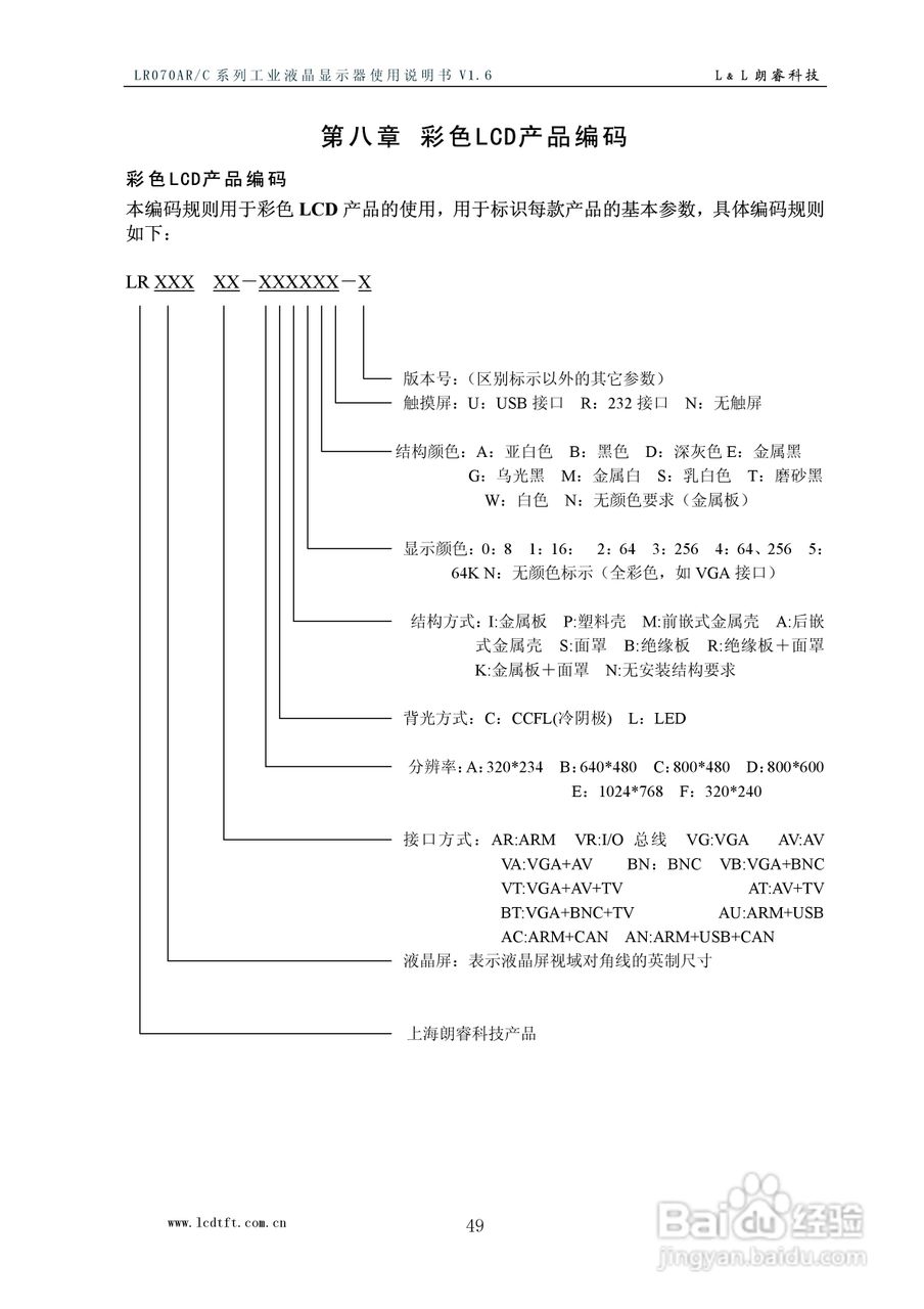 LR070AR/C型彩色工业液晶显示器使用说明书:[5]