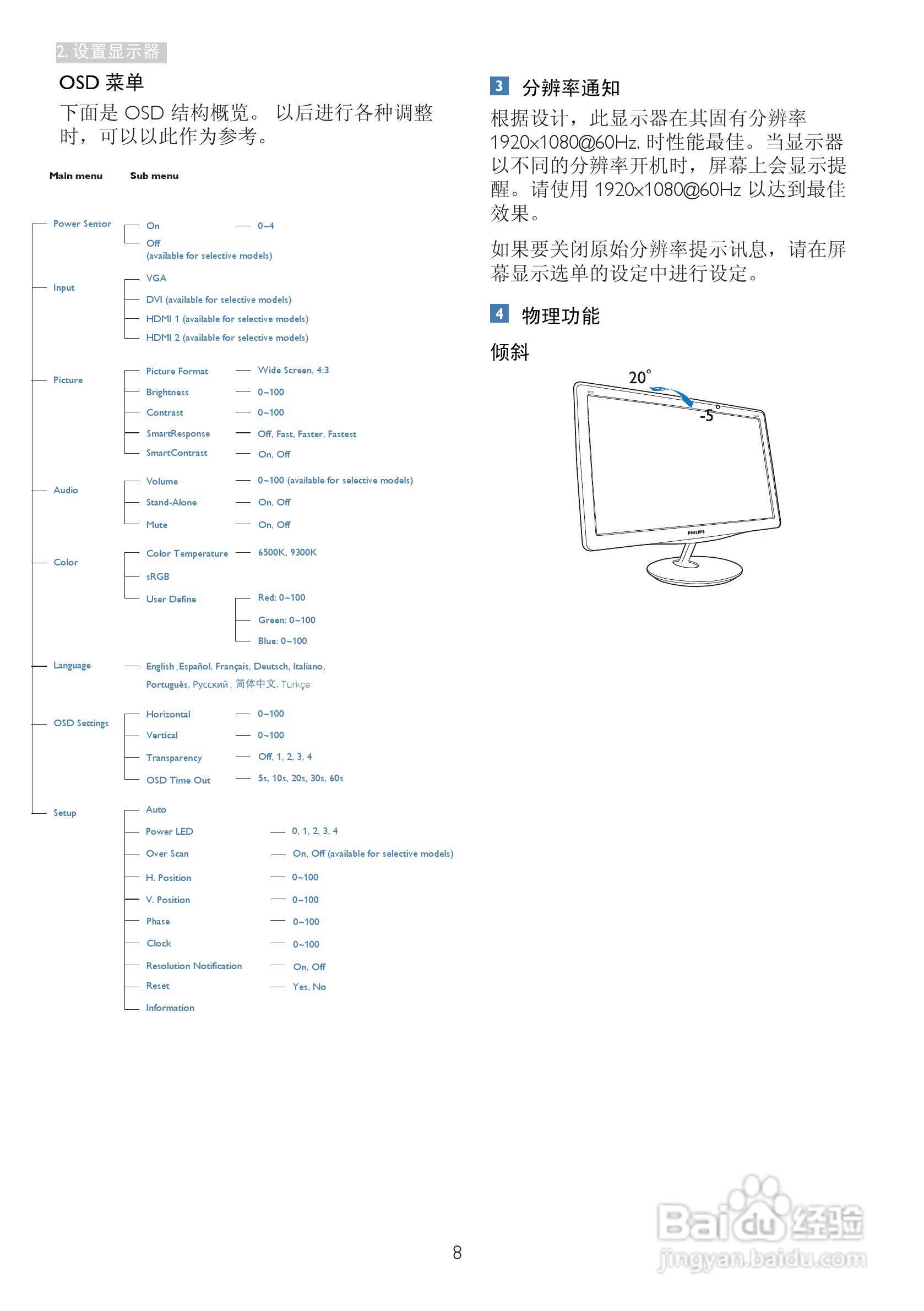 飞利浦247E3LPHSU2/93液晶显示器使用说明书:[1]