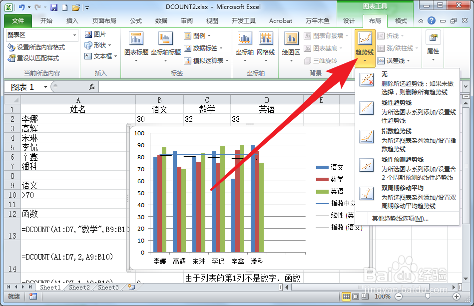 Excel二维柱形图如何快速删除趋势线