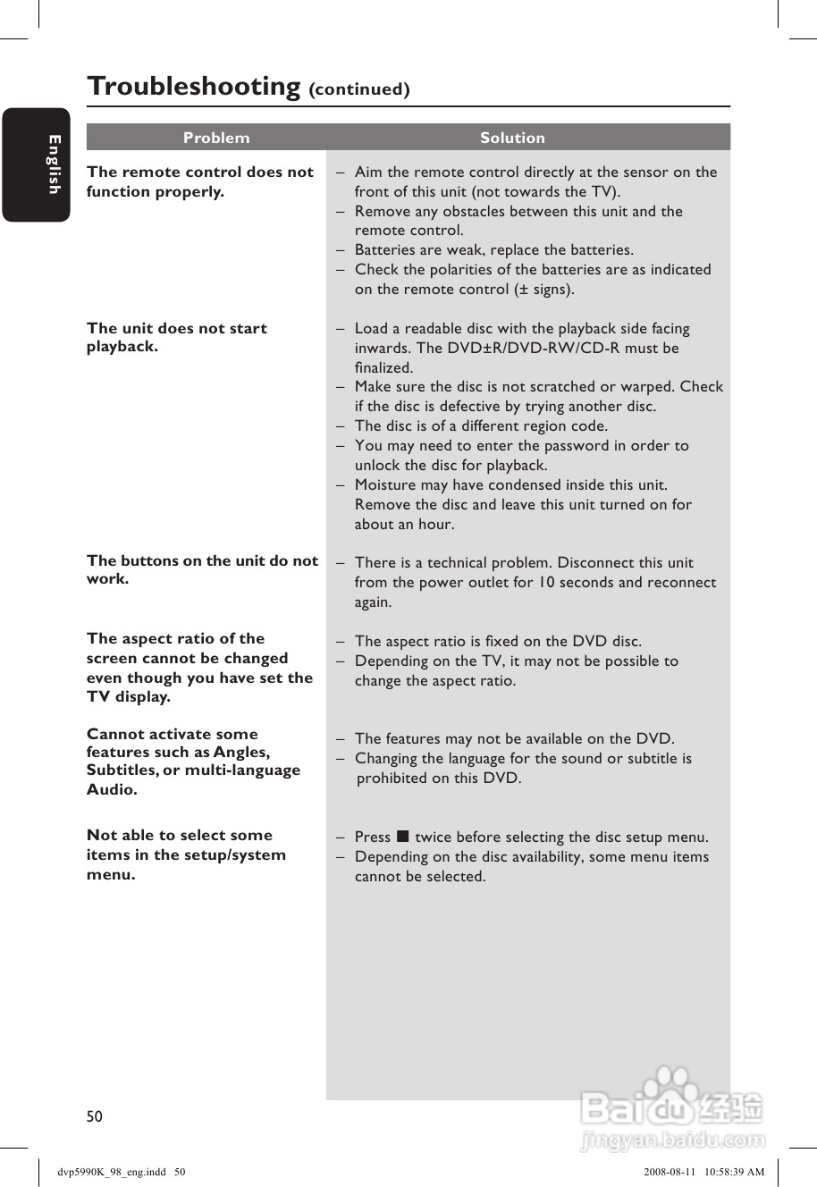 飞利浦DVP5990K/98 DVD播放机使用说明书:[3]