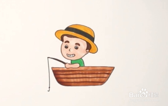 渔人划船简笔画图片
