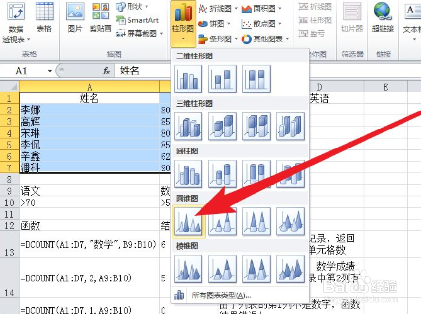 Excel如何制作簇状圆锥图