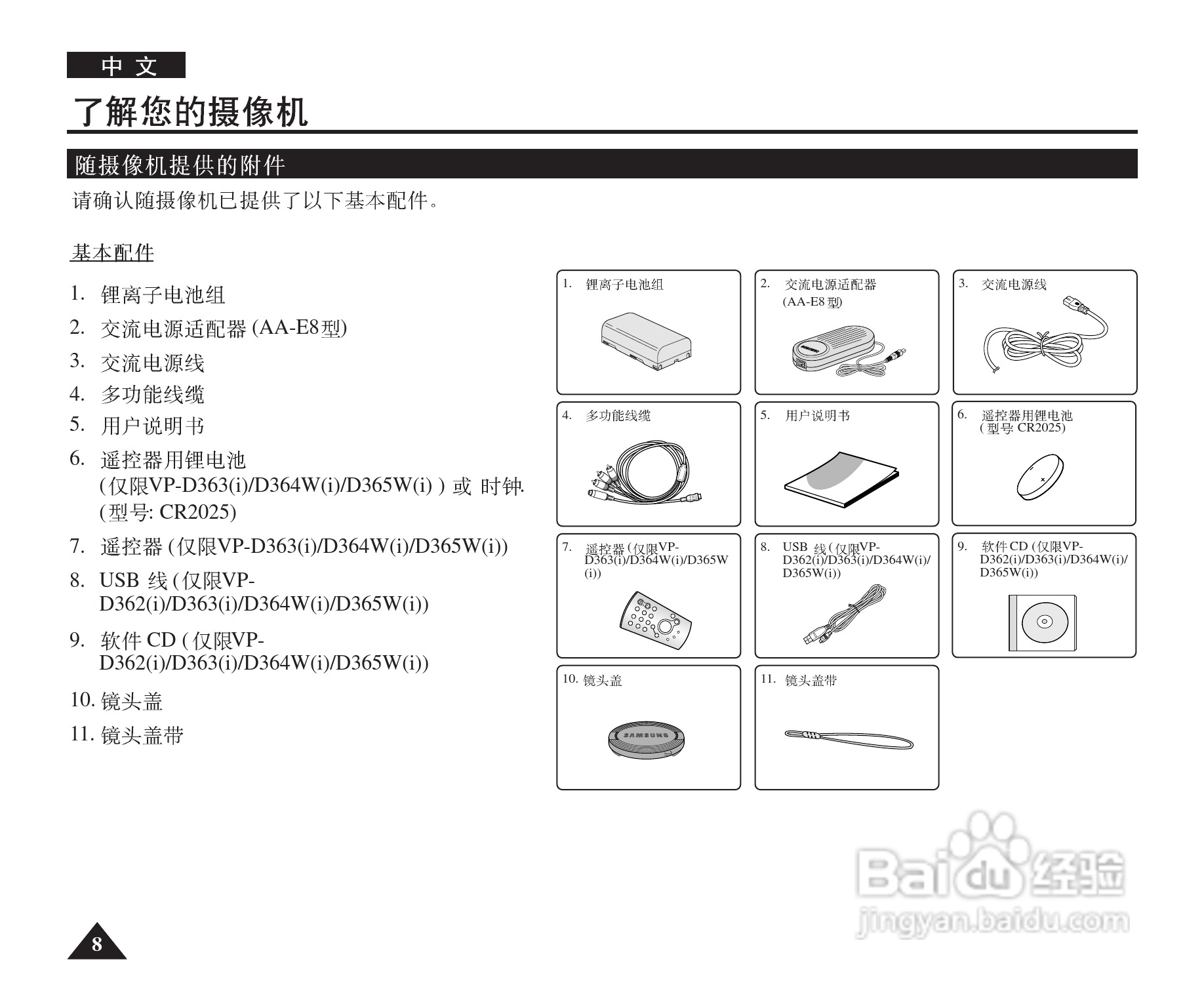 三星VP-D364W(i)数字摄录一体机用户说明书:[1]