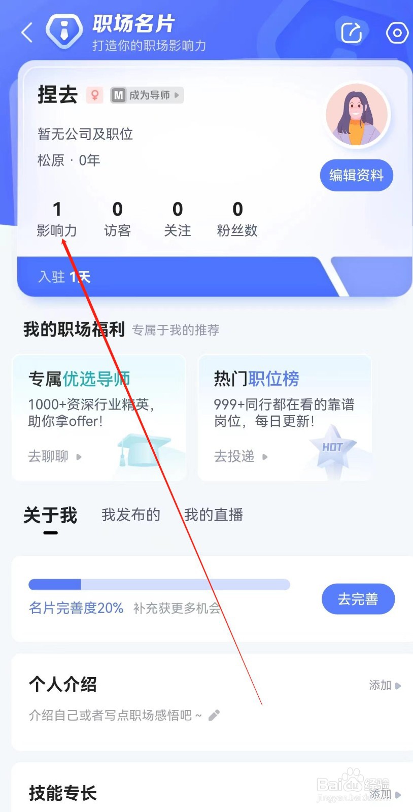 智联招聘怎样查询影响力