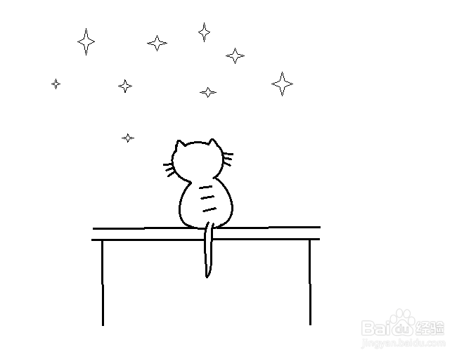 怎么画看星星的猫