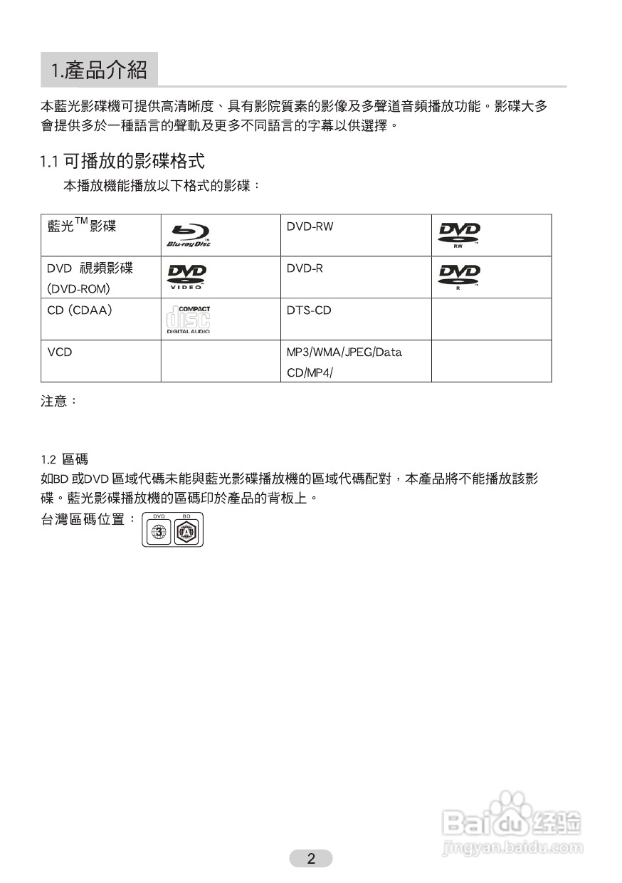 声宝BD-H720型蓝光影音播放器说明书:[1]