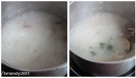 菜心香菇滑鸡粥