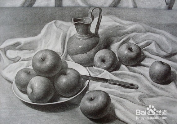 素描初学者要掌握的：酒瓶，酒杯，瓦煲和水果