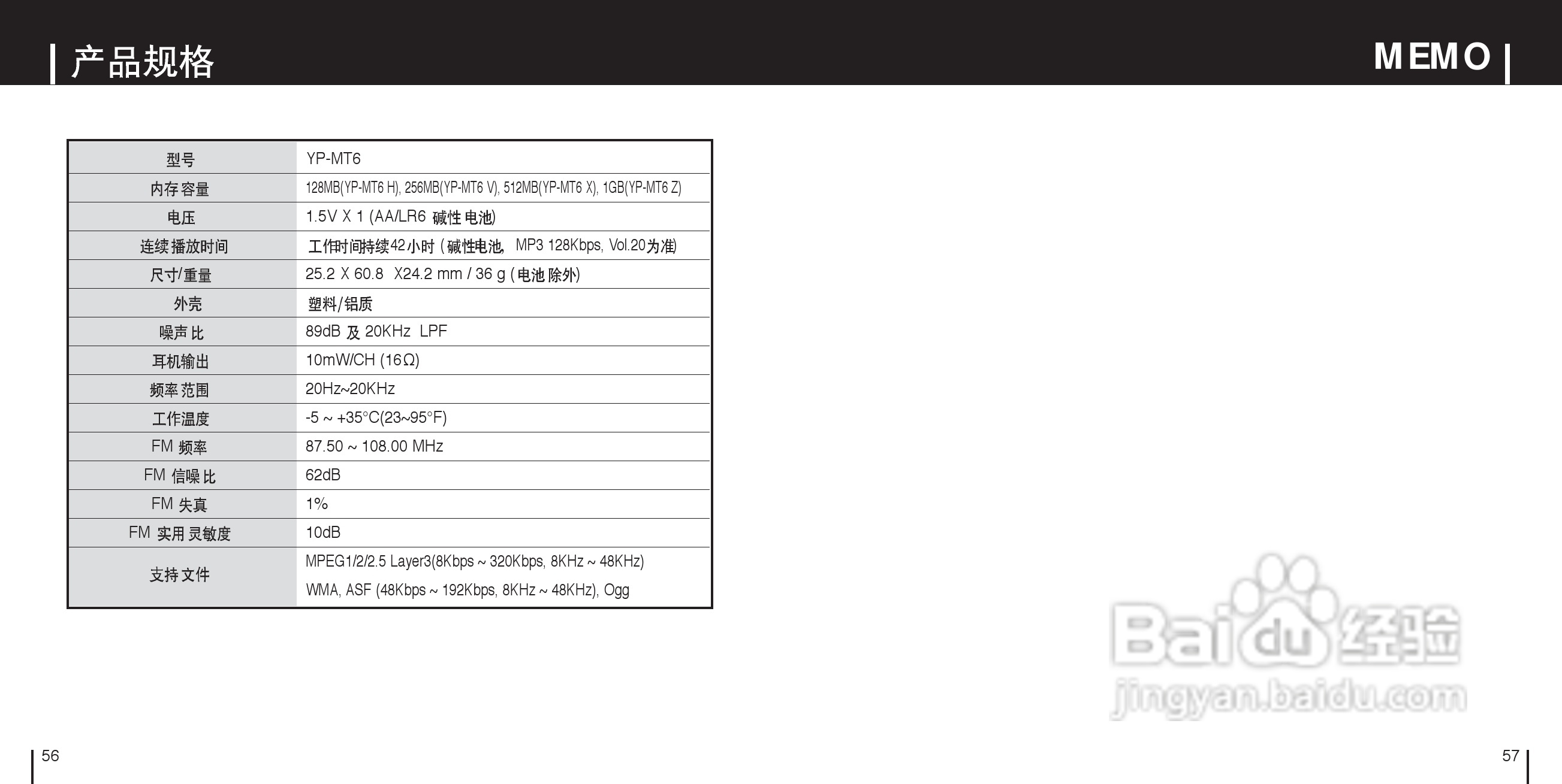三星YP-MT6ZL数码音频播放器使用说明书:[3]