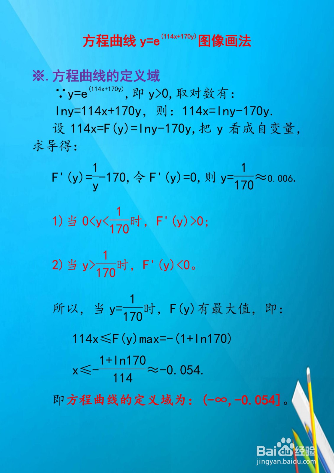 方程曲线y=e^(114x+170y)图像画法