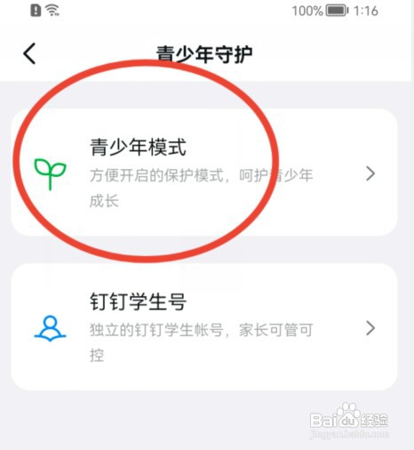 钉钉怎么打开青少年守护模式