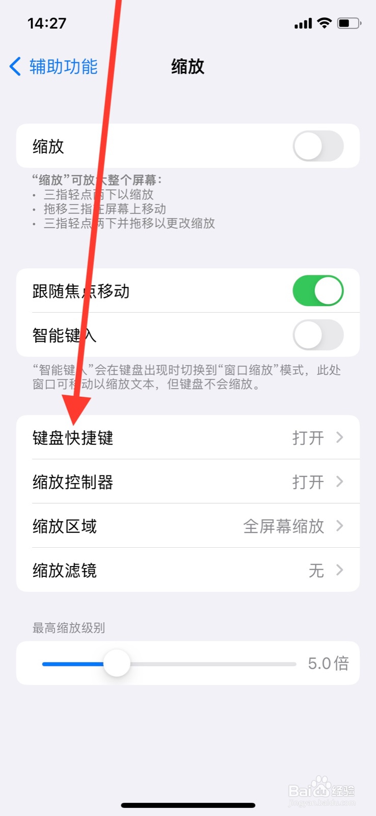 iPhone缩放关闭“缩放窗口移动”