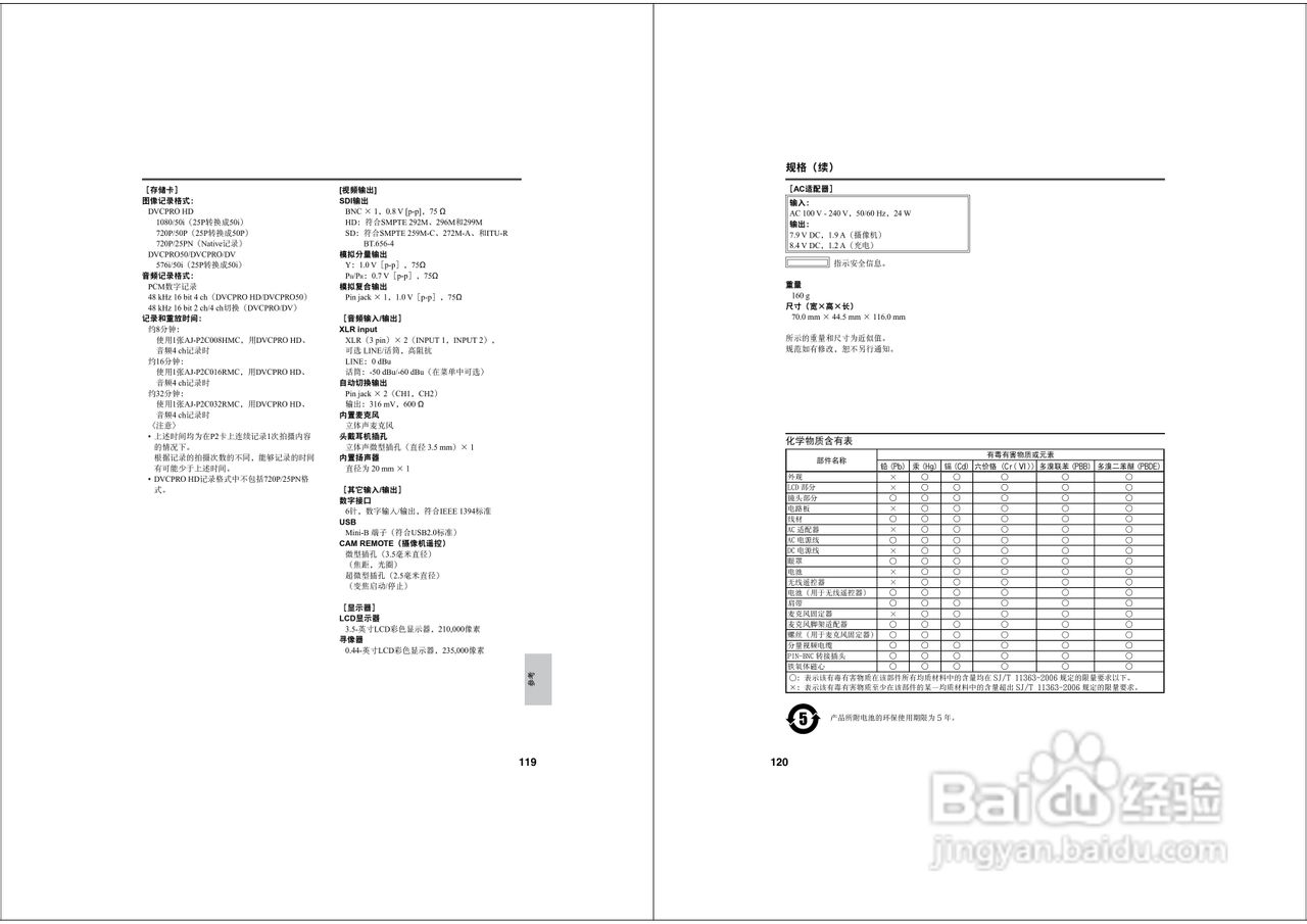 松下AG-HPX173MC广播级P2高清数字摄录一体机使用说明:[6]