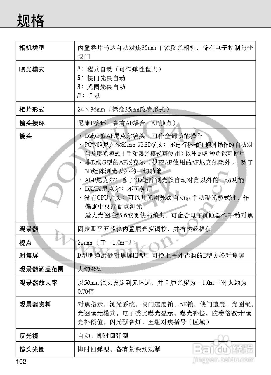 尼康F100数码相机使用说明书:[11]