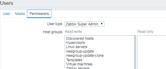 如何在zabbix中修改用户类型？