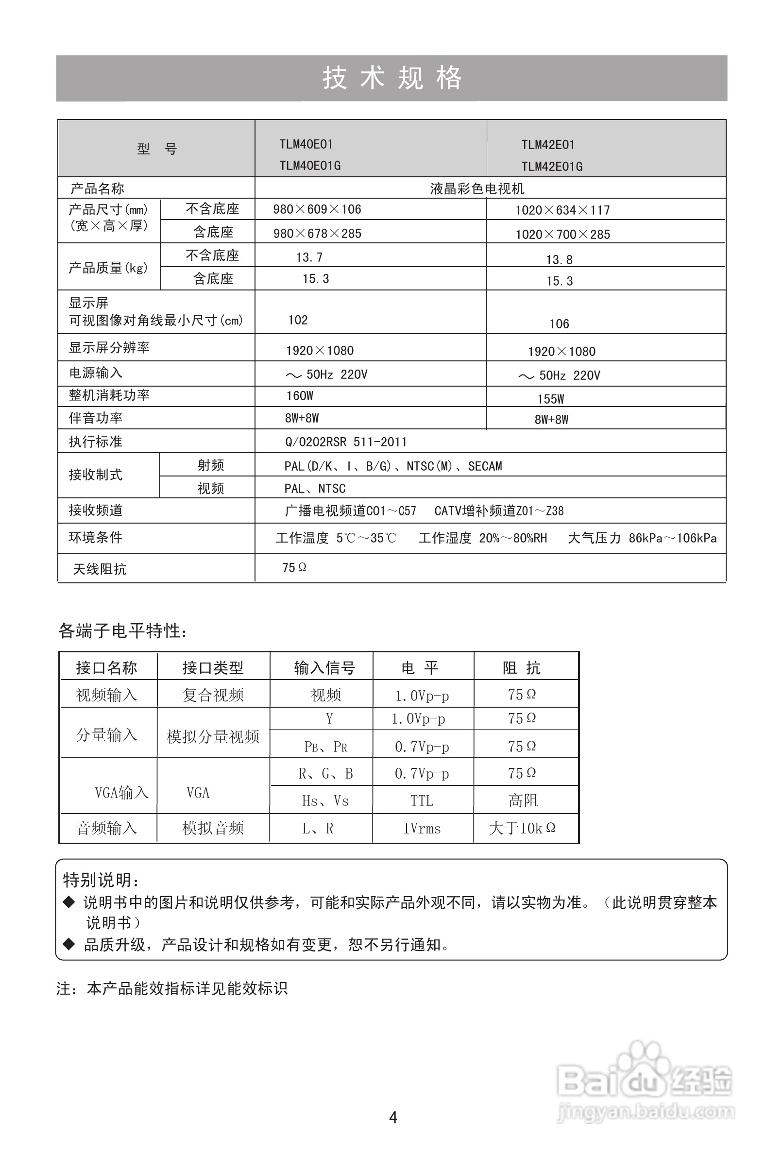 海信TLM42E01G液晶彩电使用说明书:[1]