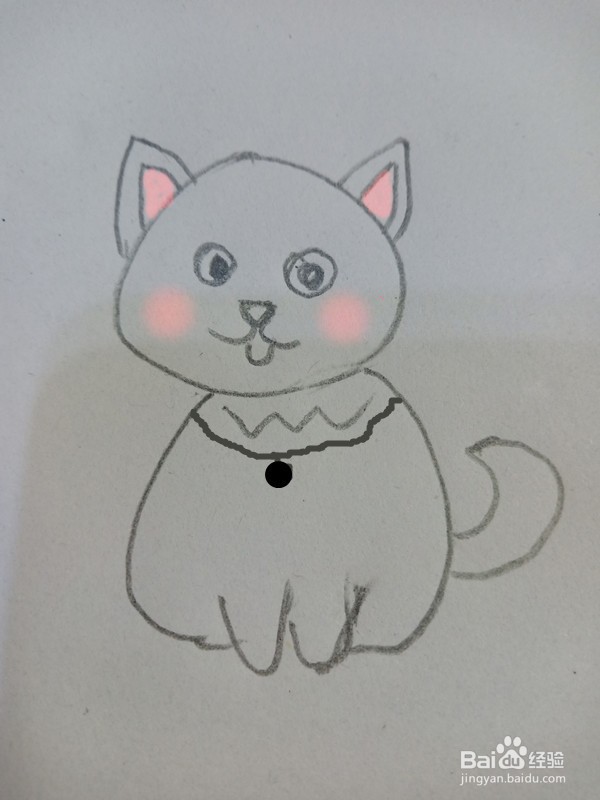 带铃铛小猫的简笔画