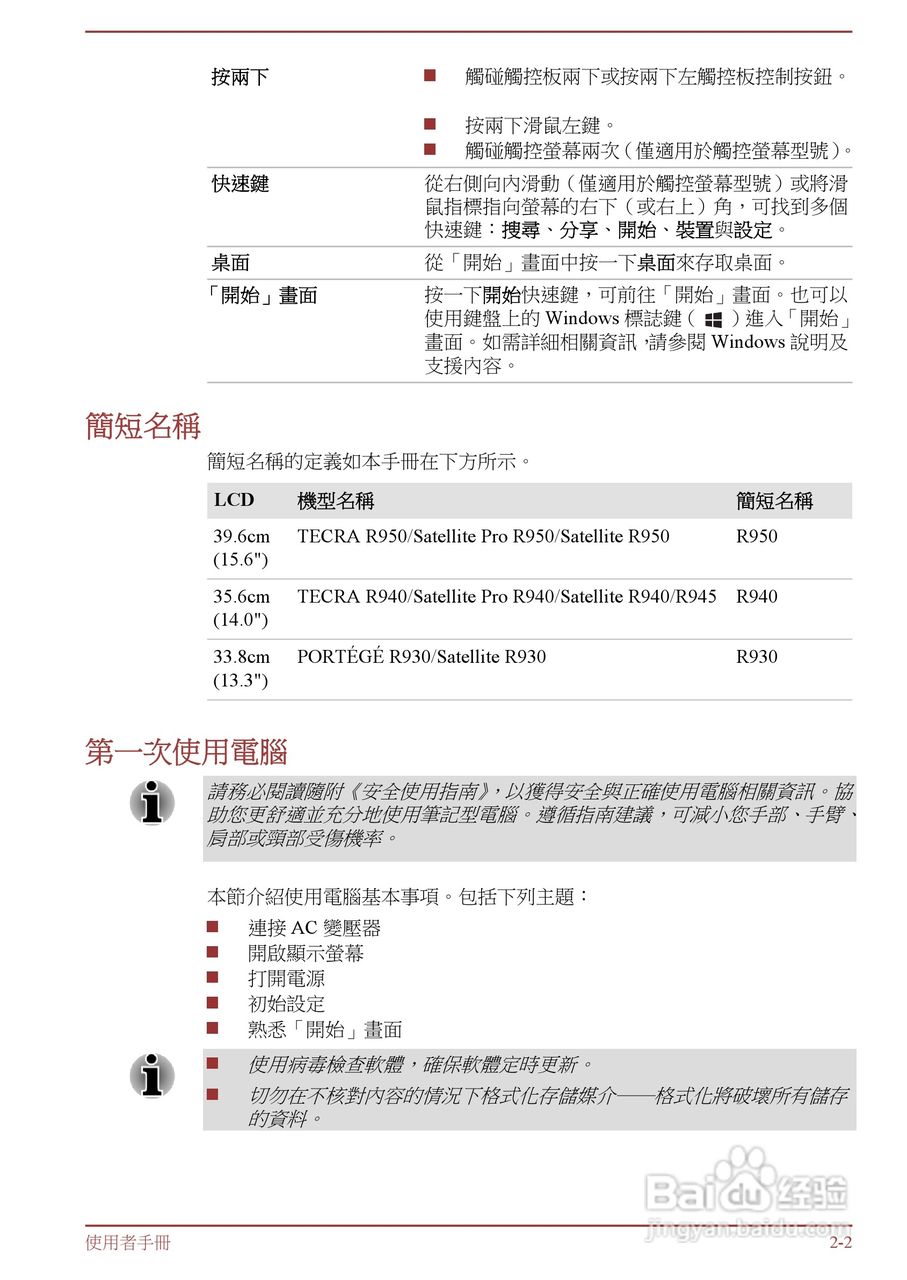 东芝 Tecra R950(WIN8)笔记本电脑说明书:[3]