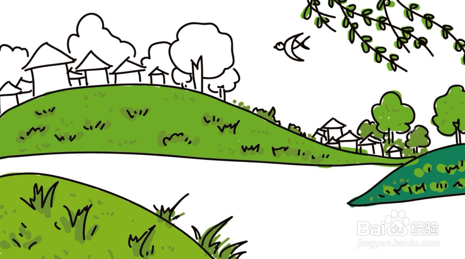 彩色的春天简笔画