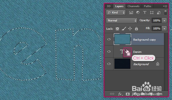 如何在Photoshop中制作缝合牛仔布文字效果