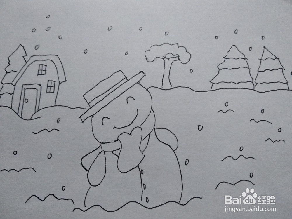 儿童冬天雪景的简单画法