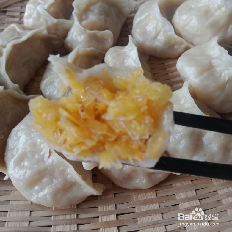 海鲜教程-蟹味儿素蒸饺虾皮葱花和倭瓜