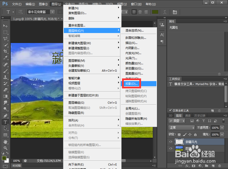 怎样给文字添加画布纹理化和投影效果