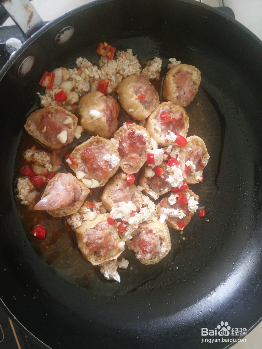 肉末镶油豆腐的做法