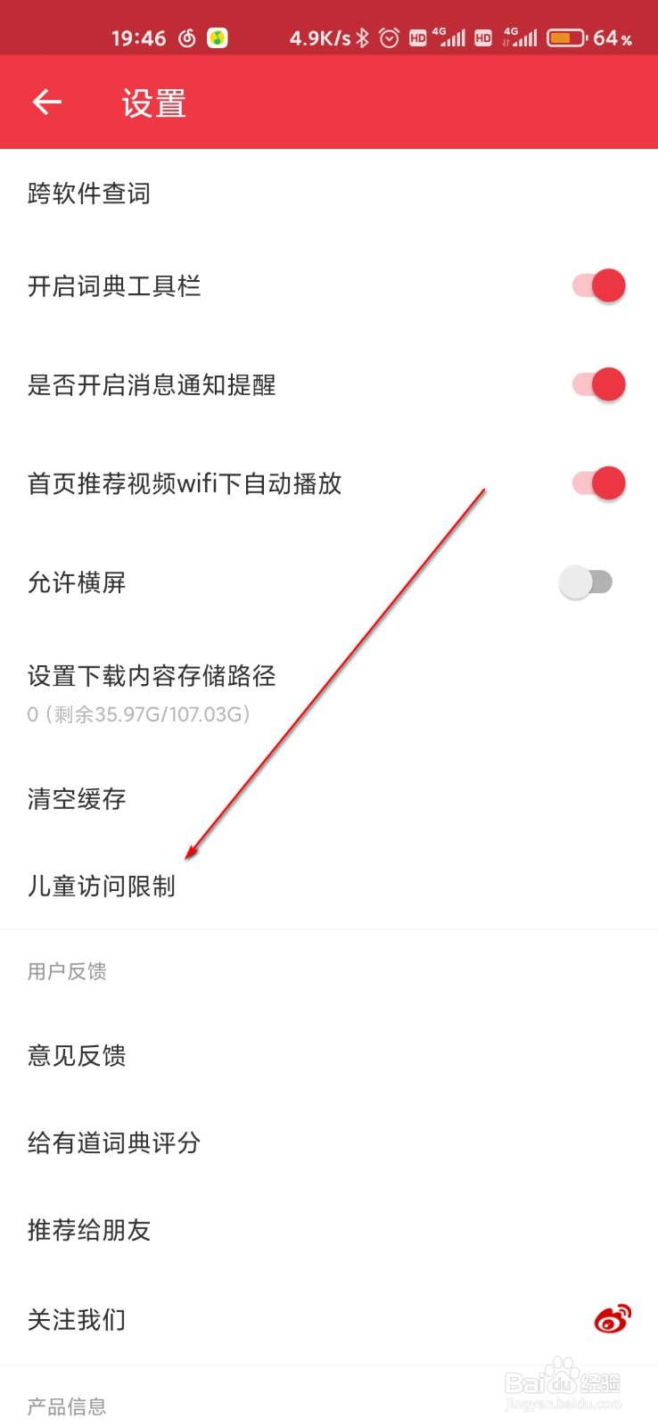 网易有道词典怎么打开儿童访问限制