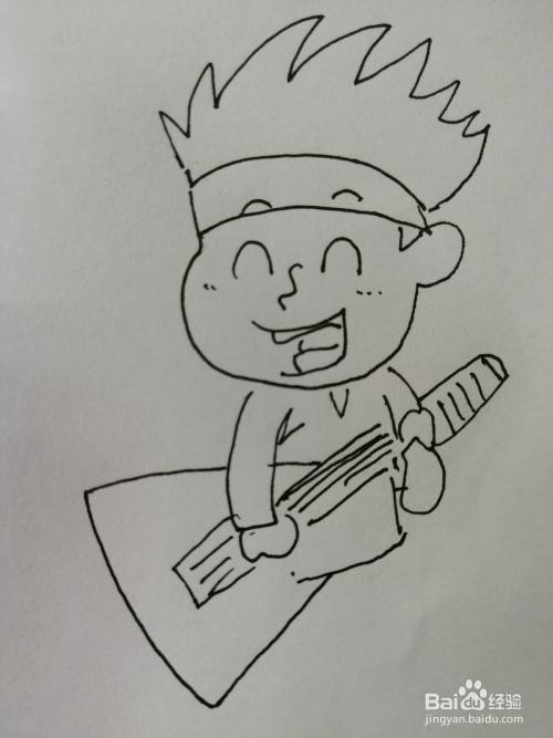弹吉他的小男孩怎么画